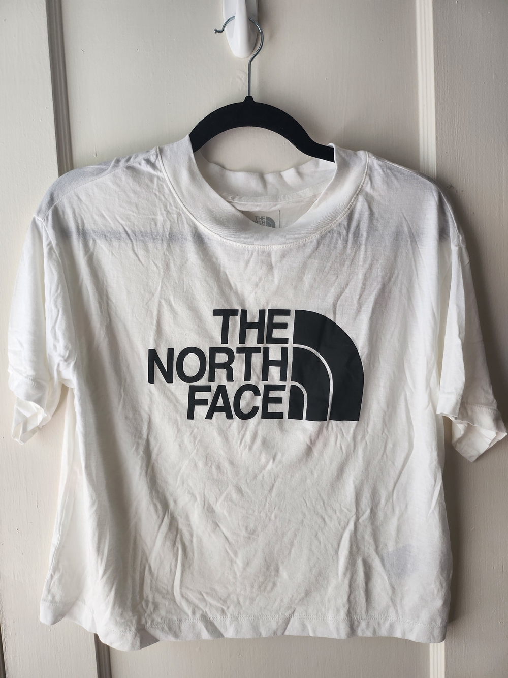 The North Face White Tee with Black Logo - Women's Crop